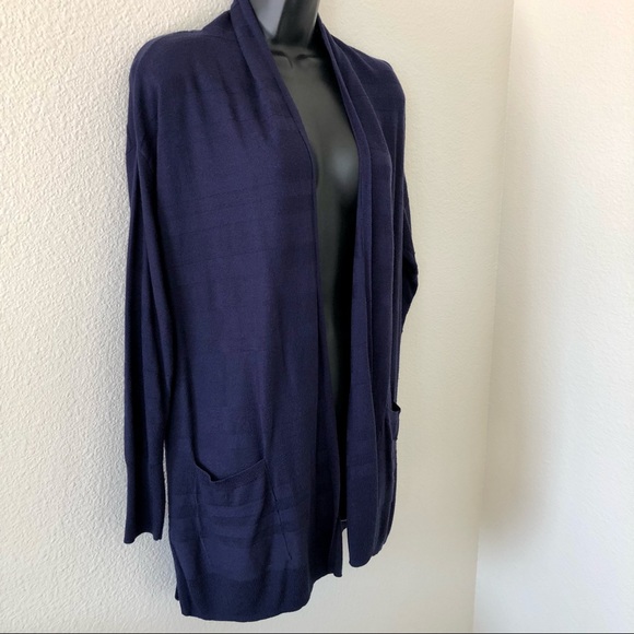 Ava & Viv Sweaters - Ava & Viv Navy Blue Open Front Cardigan with Pockets 0X